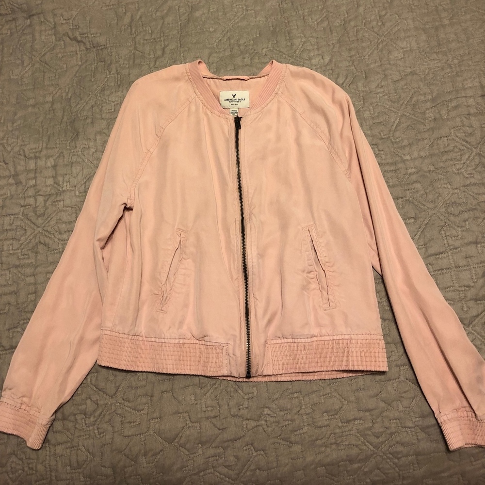 Ling Pink American Eagle Bomber Jacket Size Medium